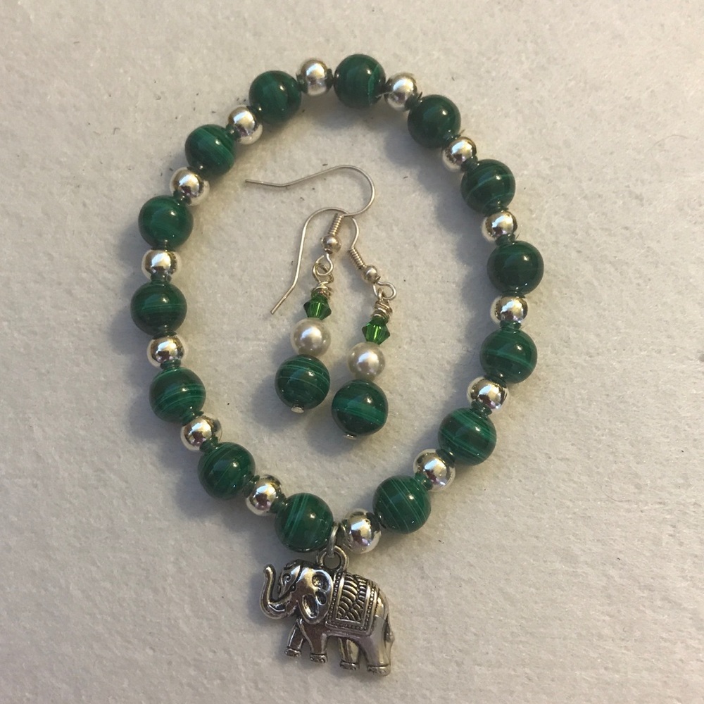 Handmade bracelet and matching earrings